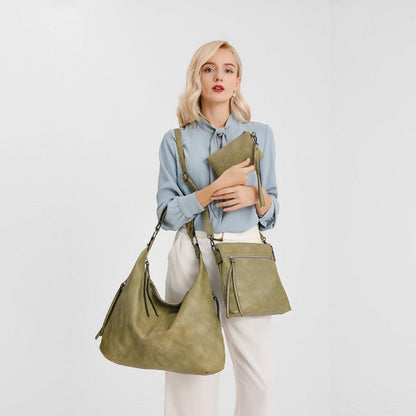 Pahajim Handtasche Damen Leder Shopper Set Geldbörse Hobo großafür Arbeit Einkaufen