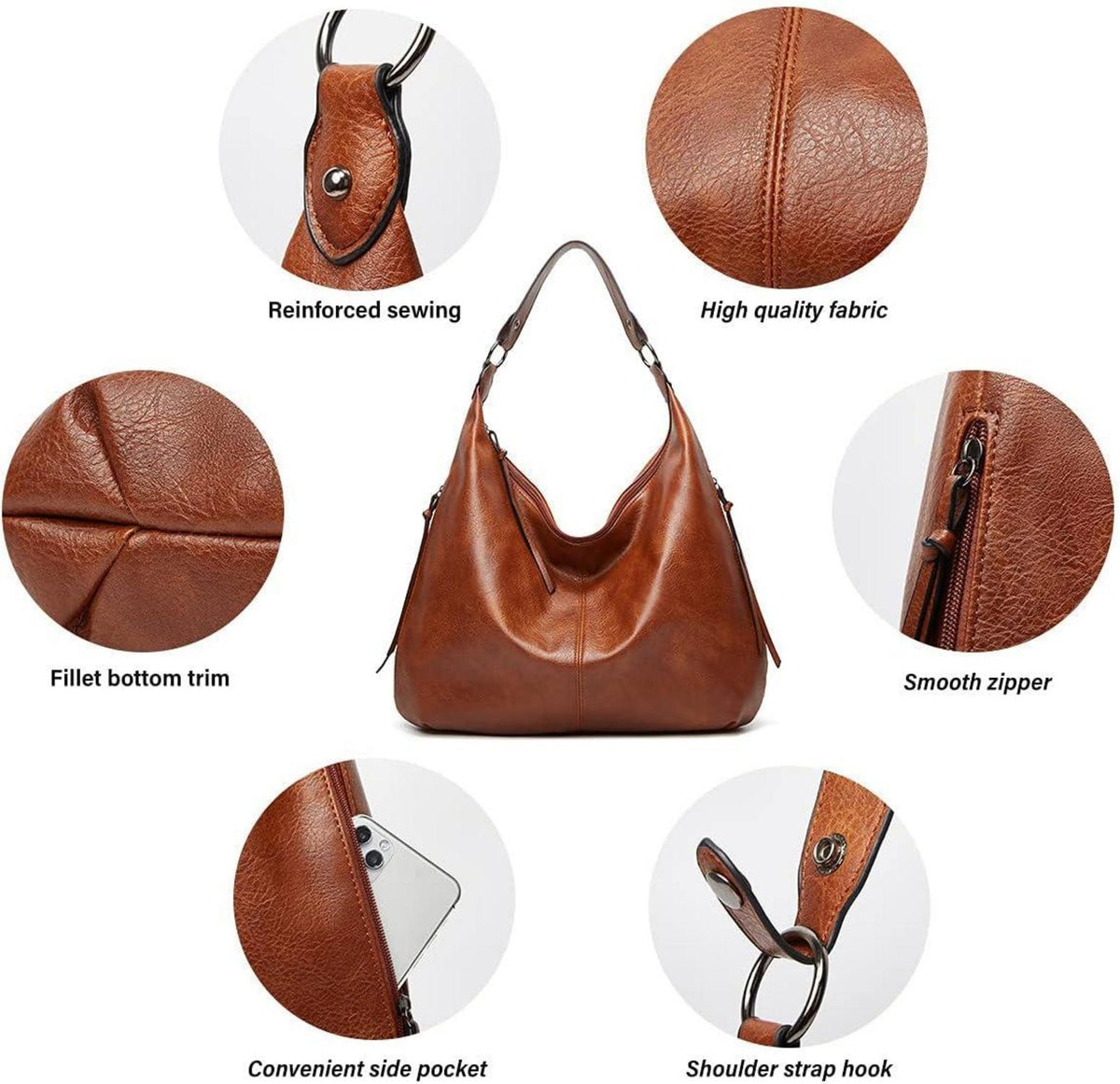 Pahajim Damen Handtaschen Set Leder Geldbörse Shopper Hobo