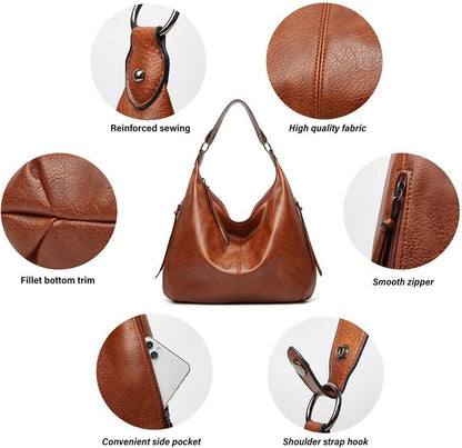 Pahajim Damen Handtaschen Set Leder Geldbörse Shopper Hobo