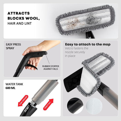 Sprühmopp Mikrofaser 360° Drehbar Nass & Trocken 6 Pads
