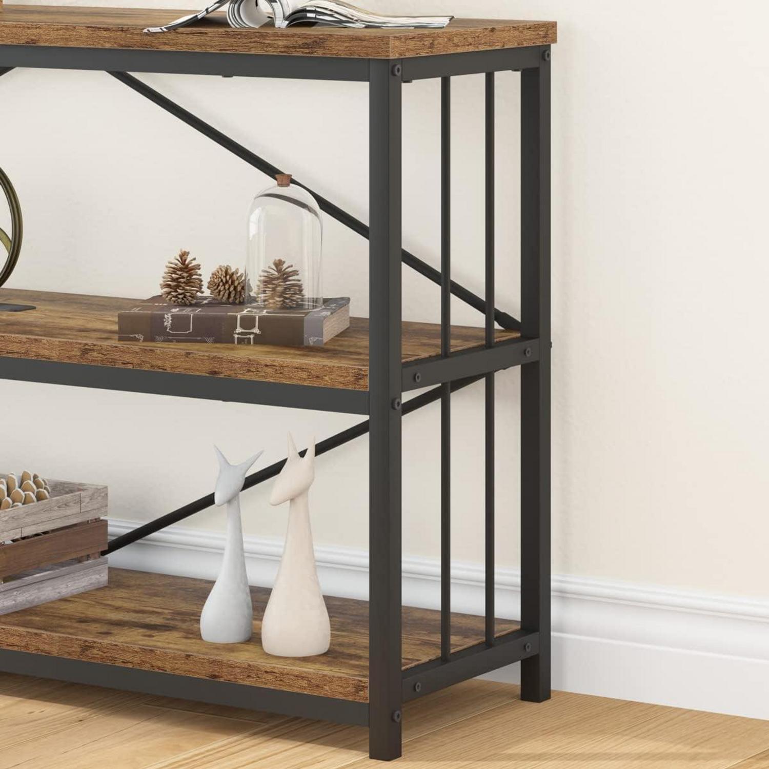 Konsolentisch Holz 3 Ebenen Industrie-Design 140x34x74 cm Schwarz