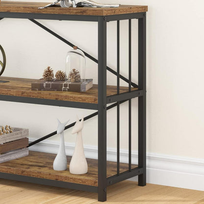 Konsolentisch Holz 3 Ebenen Industrie-Design 140x34x74 cm Schwarz