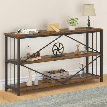 Konsolentisch Bücherregal Flurtisch Industrie-Design Schwarz 140x34x74cm