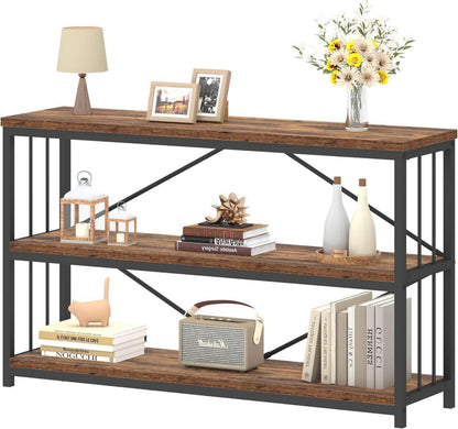 Konsolentisch Bücherregal Flurtisch Industrie-Design Schwarz 140x34x74cm