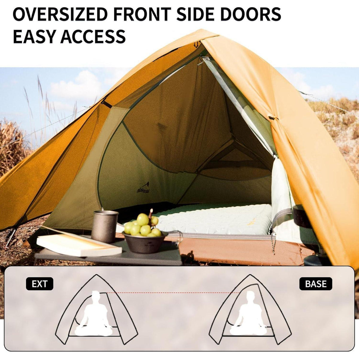 Leichtes 2-Personen Kuppelzelt für Camping & Trekking, Orange