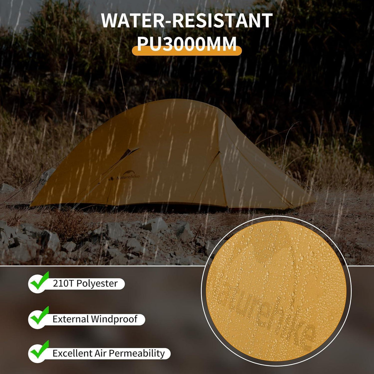 Leichtes 2-Personen Kuppelzelt für Camping & Trekking, Orange
