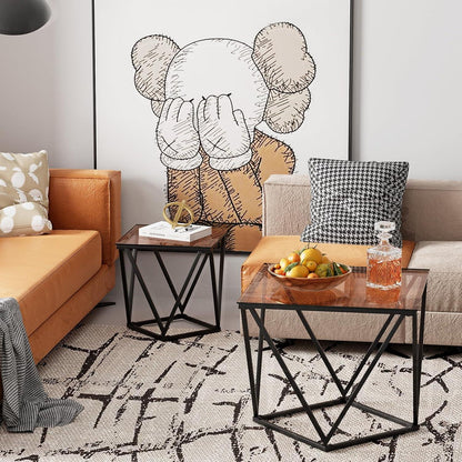 Quadratisch Glas Couchtisch Set 2er modern Wohnzimmertisch klein Sofa Tea Tisch
