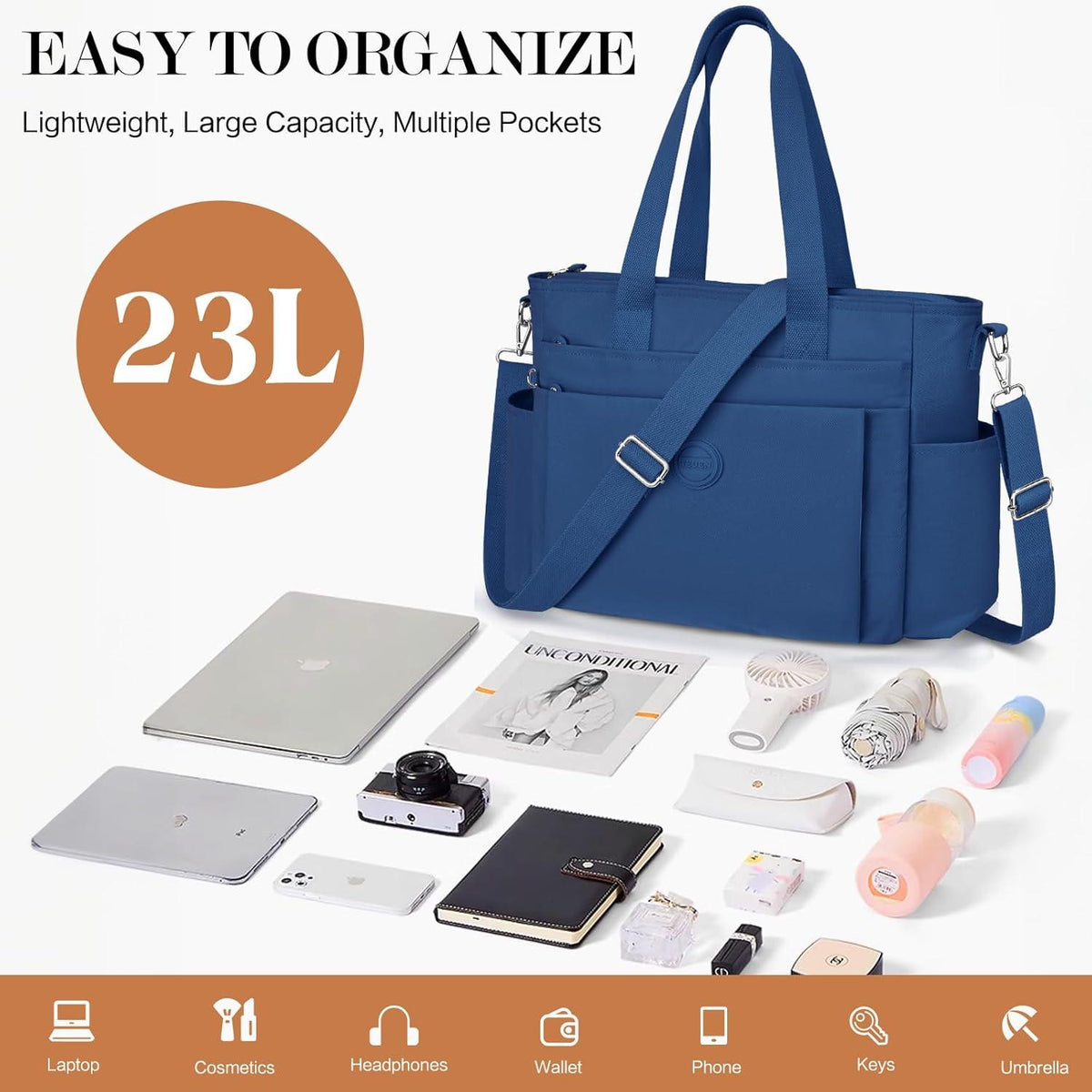 Damen Handtasche Groß Leicht Nylon Tote Shopper Crossbody