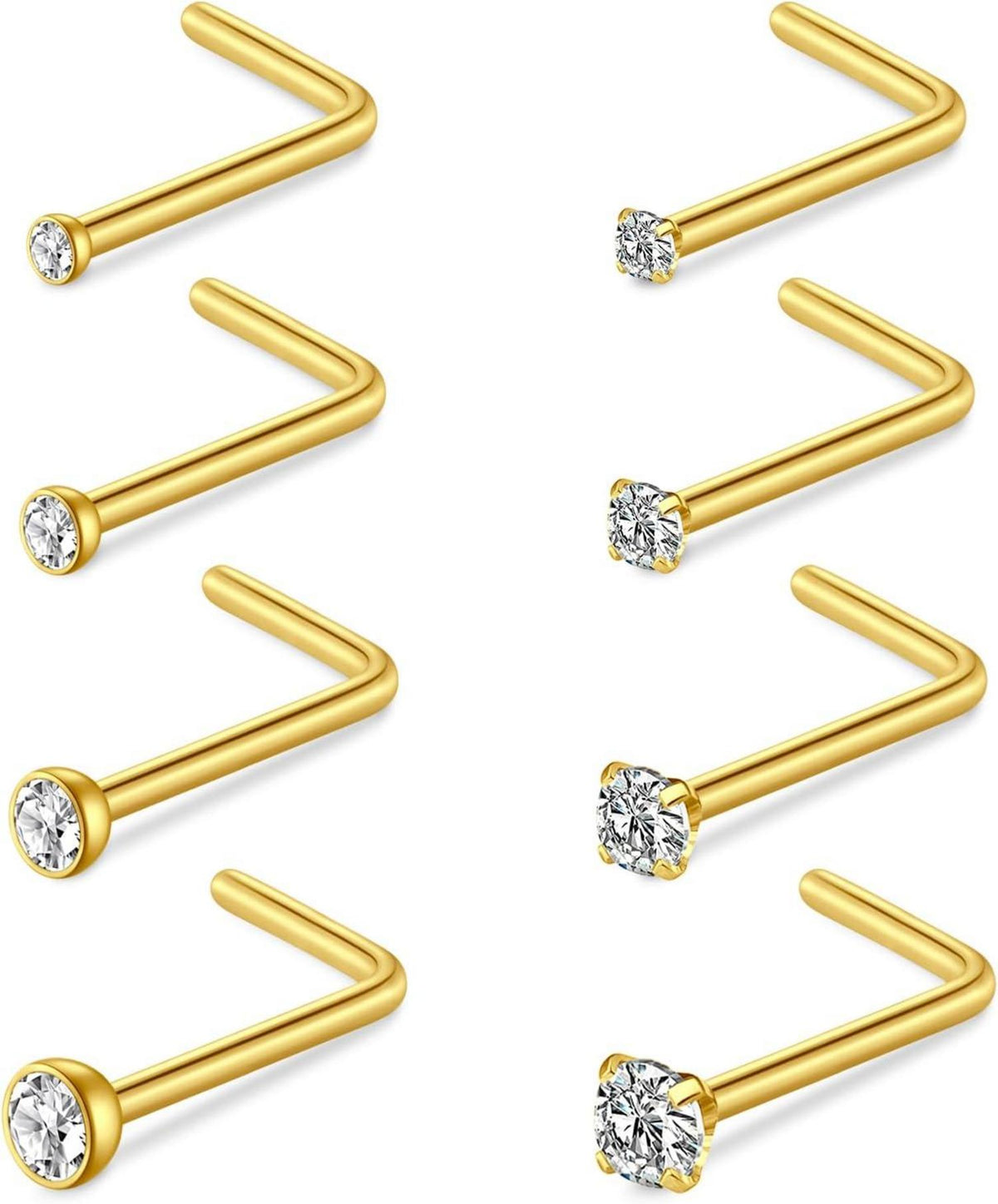 8er Nasenpiercing Set 20G 18G Chirurgenstahl Kristall Ring