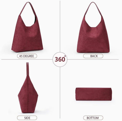 Wildleder Tote Bag Groß Damen Handtasche für Alltag & Reisen