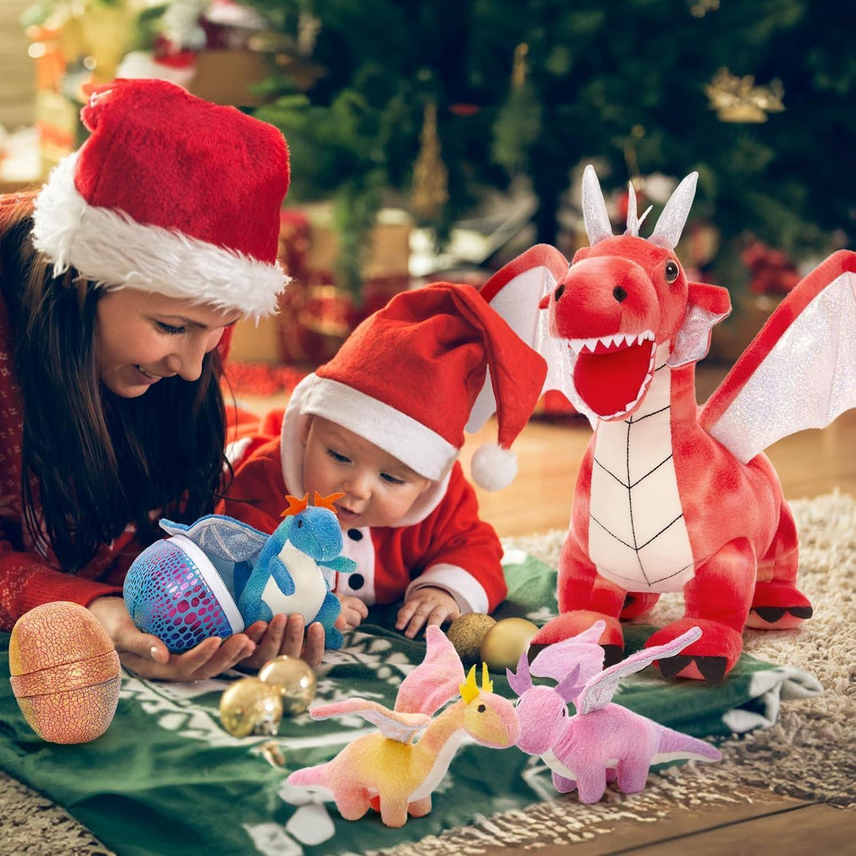 XXL Drache Kuscheltier 55cm mit Babys – Plüschtier Geschenk