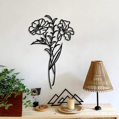 Metall Blumen Wandkunst – Schwarze Mohnblume Deko