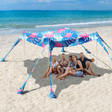 Strandmuschel UPF50+ Sonnenschutz Zelt mit Sandschaufeln und Stangen