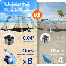 Strandmuschel UPF50+ Sonnenschutz mit 8 Sandschaufeln & 4