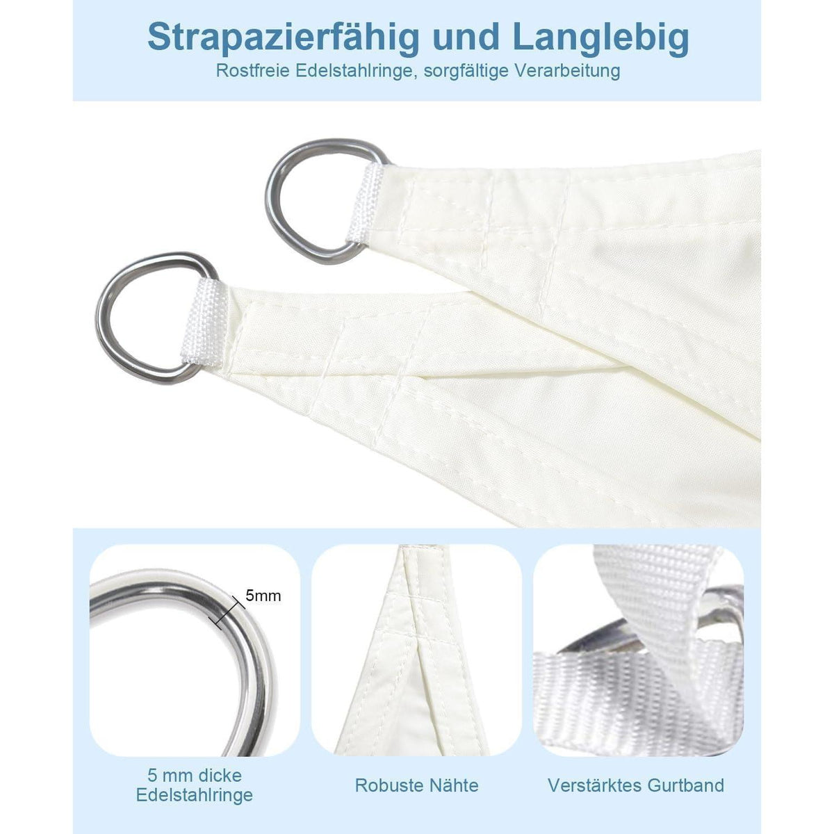 Wasserdichtes Sonnensegel Dreieckig Cremeweiß 3x3x4.25m UV-Schutz
