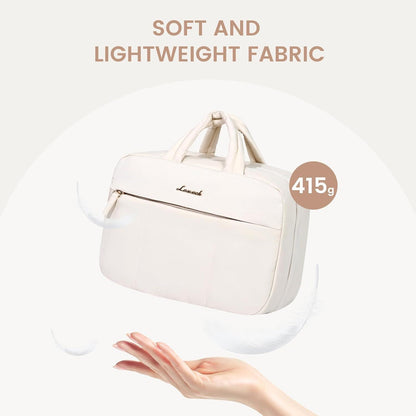 Kulturbeutel zum Aufhängen mit 4 Fächern, Kosmetiktasche Beige