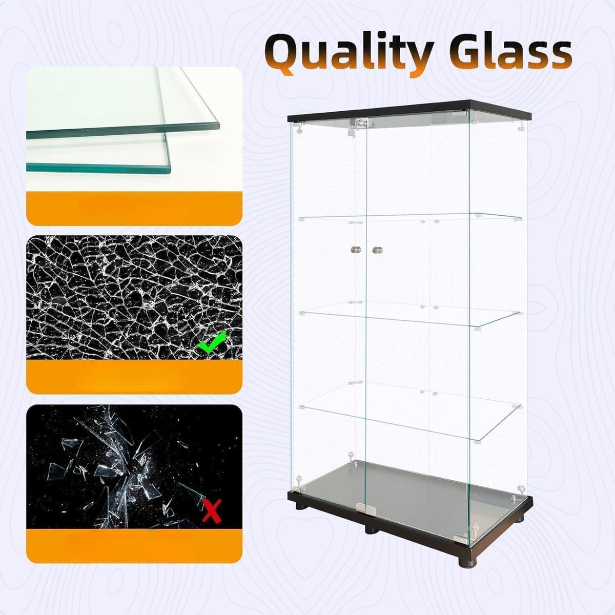 Glasvitrine Standvitrine Schwarz 2 Tür, 4 Etagen