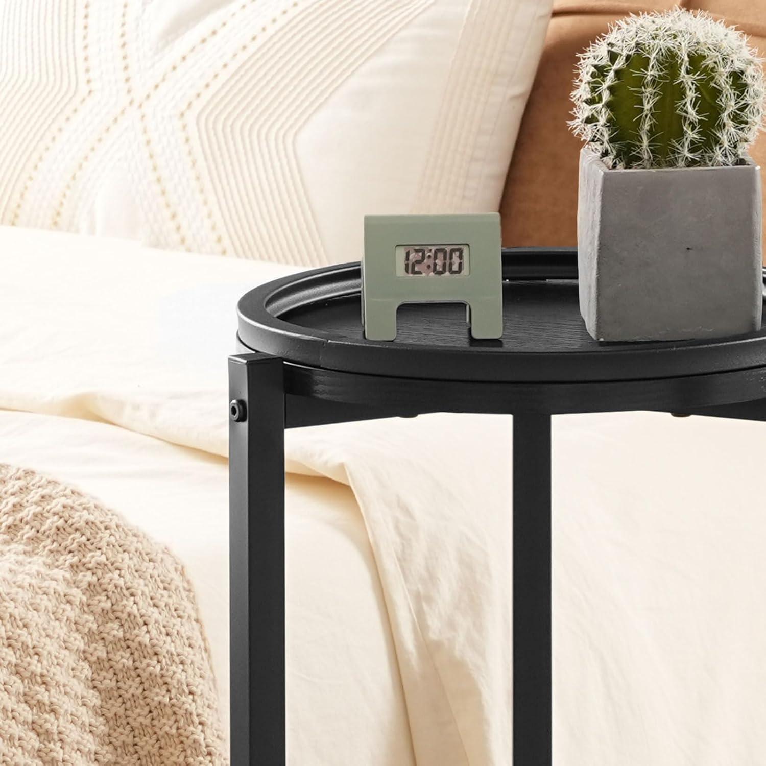 HOOBRO Beistelltisch 2-stufiger runder Couchtisch Schwarz