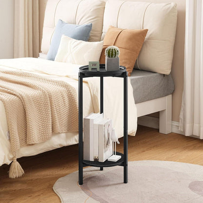 Beistelltisch Schwarz 2-stufiger Couchtisch 30x30x72cm Ablage Wohnzimmer