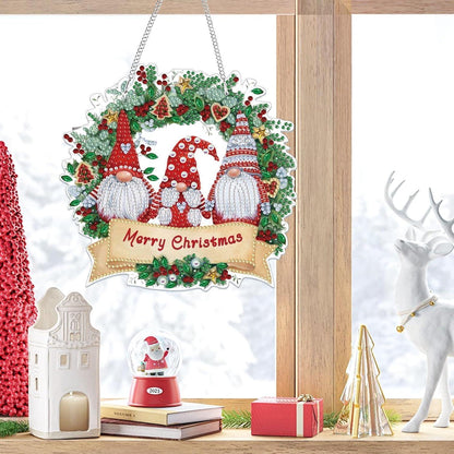 Diamant Painting Weihnachten Anhänger - Gnom Fensterbild DIY Set