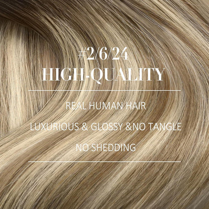 Clip-in Echthaar Extensions Balayage Braun Blond 40cm