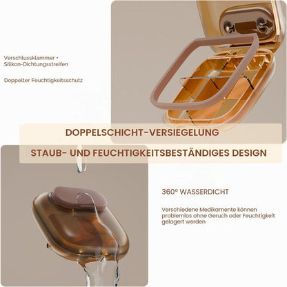 Pillendose 4 Fach – Kleiner Reise Medizin Organizer