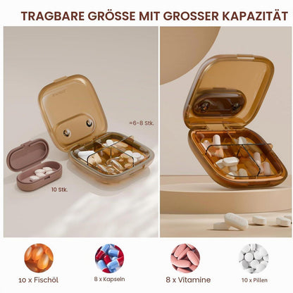 Pillendose 4 Fach – Kleiner Reise Medizin Organizer
