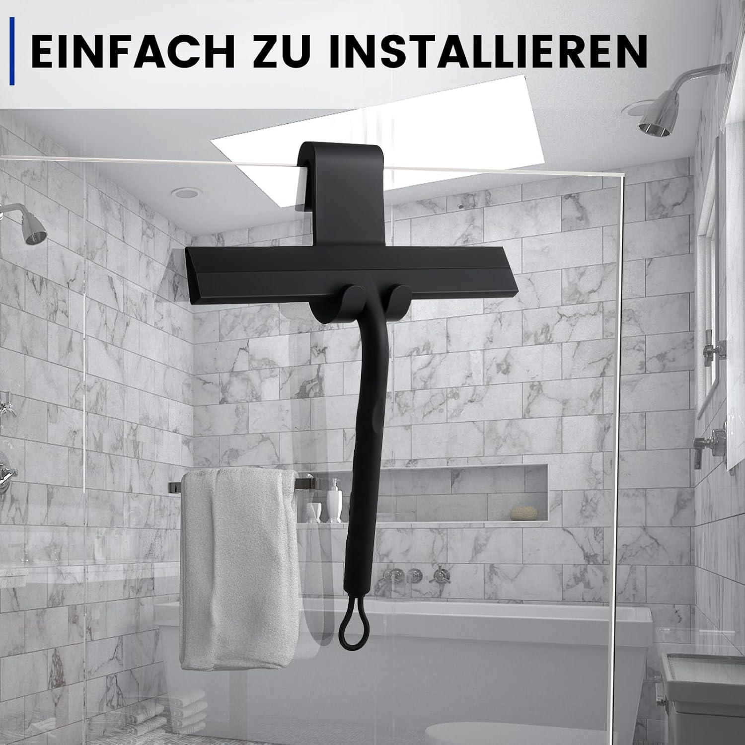 Duschabzieher Schwarz Silikon Halterung 21,5cm Badezimmer