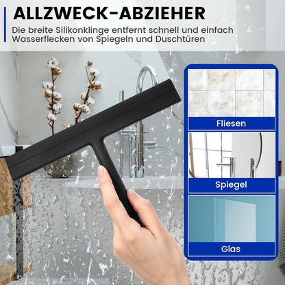 Duschabzieher Schwarz Silikon 21,5cm Halterung ohne Bohren