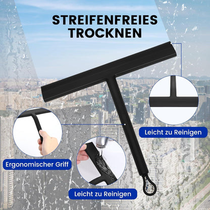 Duschabzieher Schwarz Silikon 21,5cm mit Halterung - Ohne Bohren