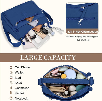 Umhängetasche Damen Nylon Wasserdicht mit Vielen Fächern Einkaufen Reisen