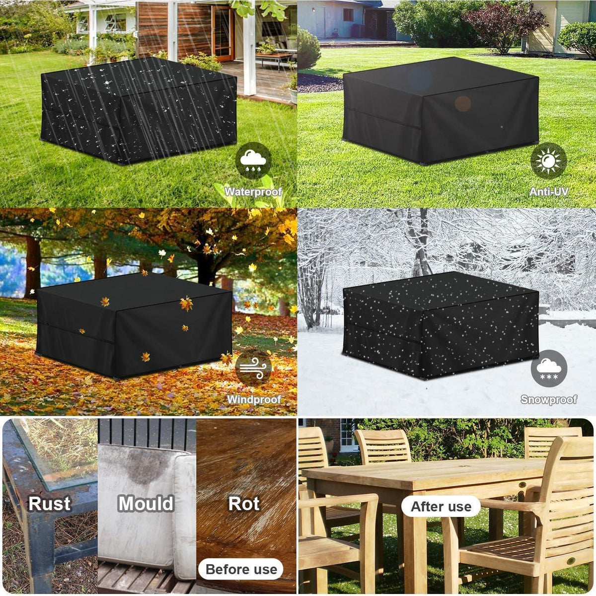 Gartenmöbel Abdeckung Wasserdicht 245x185x100cm 420D Oxford