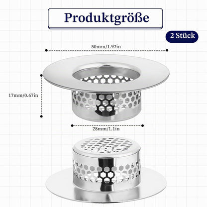 Edelstahl Abflusssieb 2er-Set für Waschbecken & Dusche