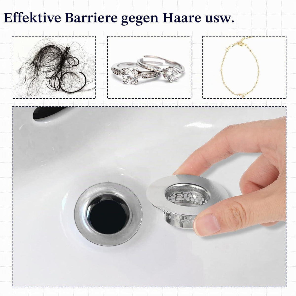 Edelstahl Abflusssieb 2er-Set für Waschbecken & Dusche
