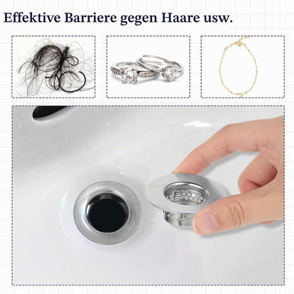 Edelstahl Abflusssieb 2er-Set für Waschbecken & Dusche
