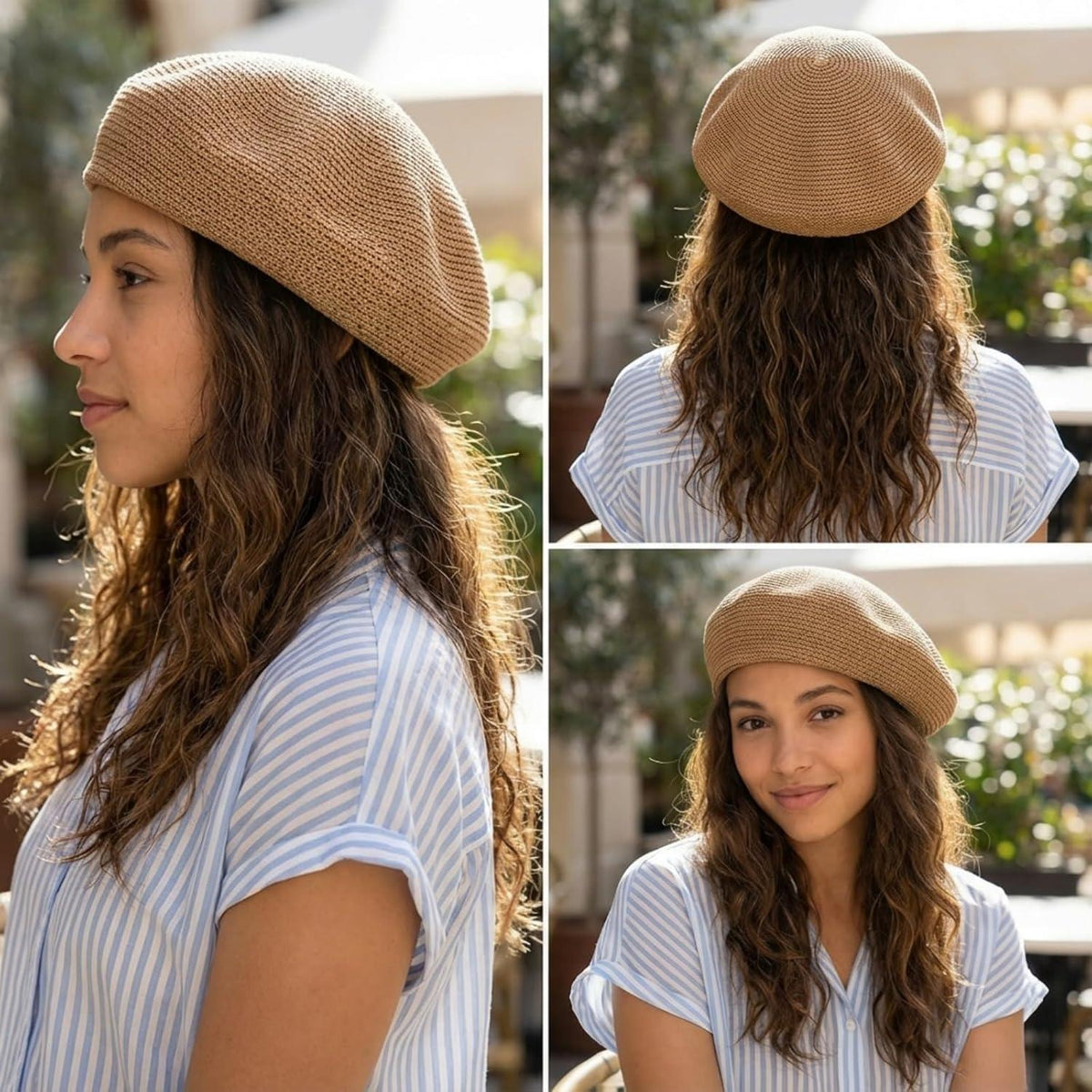 Damen Sommer Baskenmütze – Atmungsaktiv & Leicht Khaki