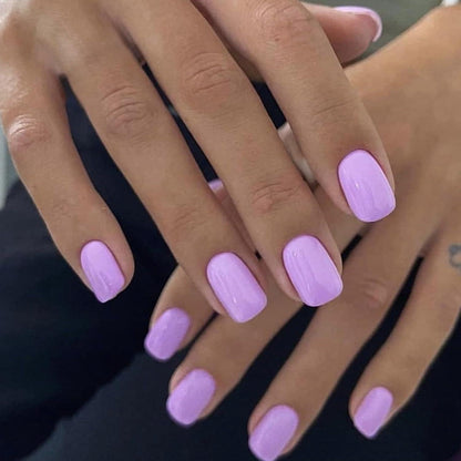 24 Stück Nägel Zum Aufkleben Kurz Lila French Press on Nails
