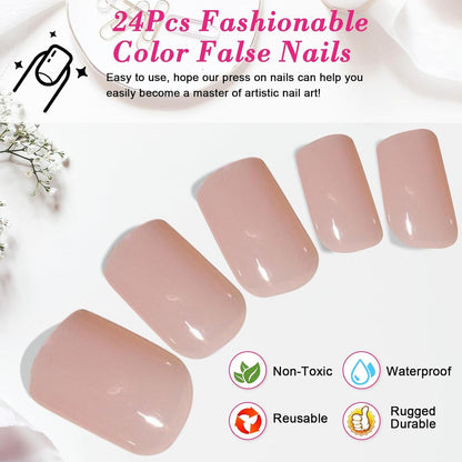 24 Stück rosa Nägel Zum Aufkleben - French Press on Nails