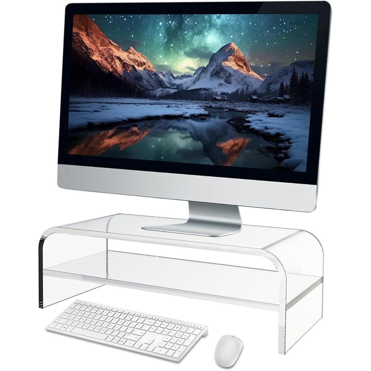 2-Ebenen Monitorständer aus Acryl mit Stauraum