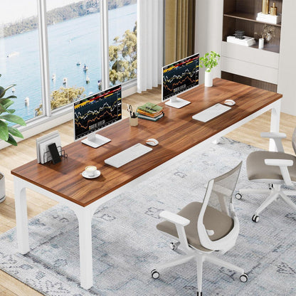 Doppelter Schreibtisch 200x70cm – Home Office & Büro Tisch Nussbaum