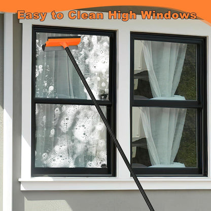Fensterputzer mit Schwamm und Rakel, 138 cm Langem Stiel