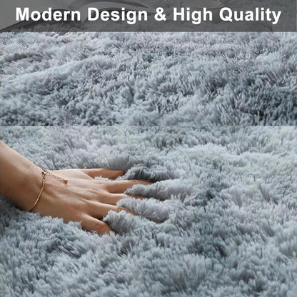 Runder Teppich Wohnzimmer Hochflor Flauschig Weiß 100cm