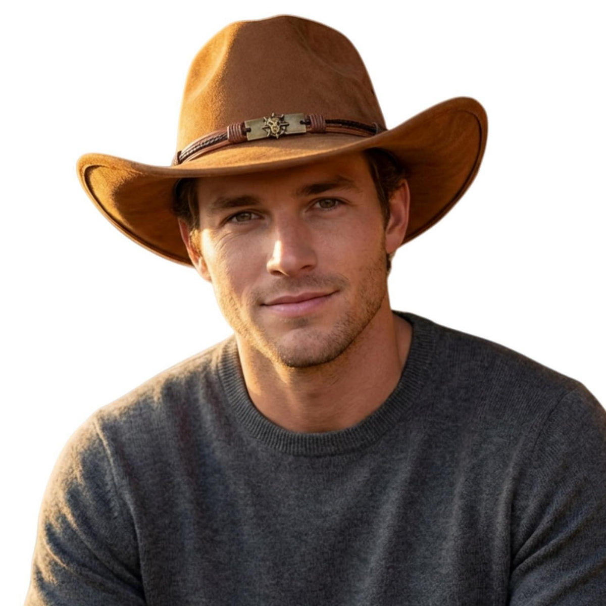 Cowboyhut Damen Herren - Westernhut mit Seildeko in Lederoptik
