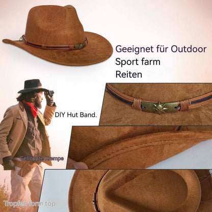 Cowboyhut Damen Herren - Westernhut mit Seildeko in Lederoptik