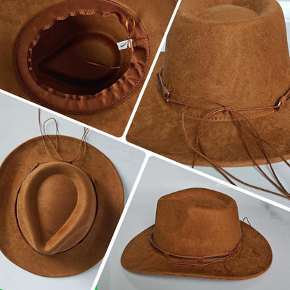 Cowboyhut Damen Herren - Westernhut mit Seildeko in Lederoptik