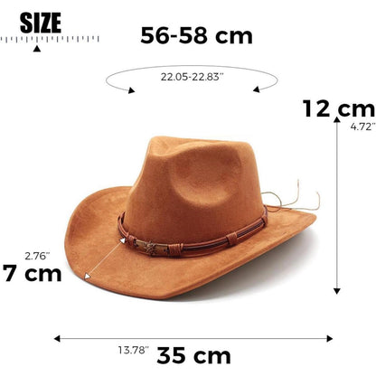 Cowboyhut Damen Herren - Westernhut mit Seildeko in Lederoptik