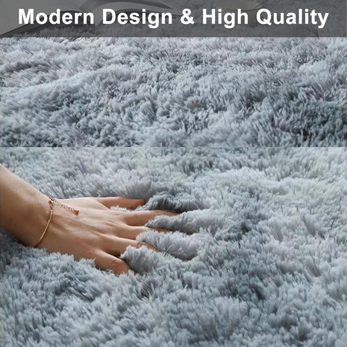 Runder Hochflor Teppich Sky Blue 180cm