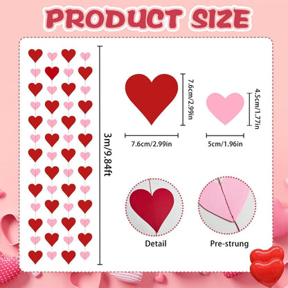 Valentinstags Herzgirlande – 4x 3m Rot & Rosa