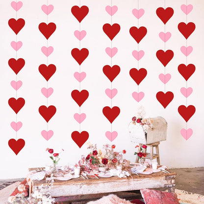 Valentinstags Herzgirlande – 4x 3m Rot & Rosa