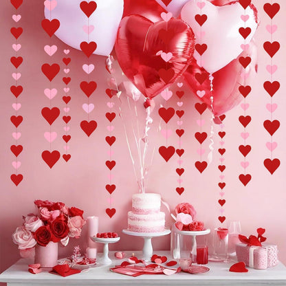 Valentinstags Herzgirlande – 4x 3m Rot & Rosa
